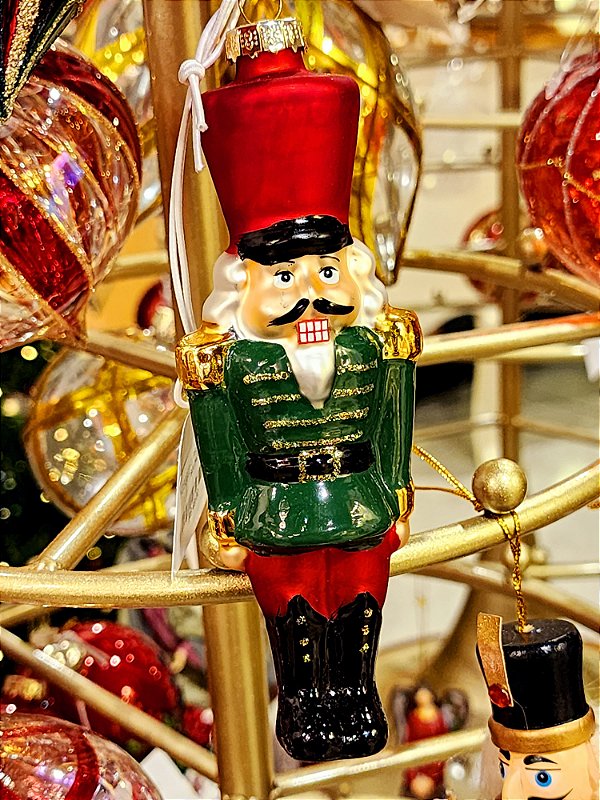 CONJUNTO PENDENTE ORNAMENTO DE VIDRO SOLDADO VERDE E VERMELHO COM 2 UNIDADES 15CM - PRÉ VENDA 2025