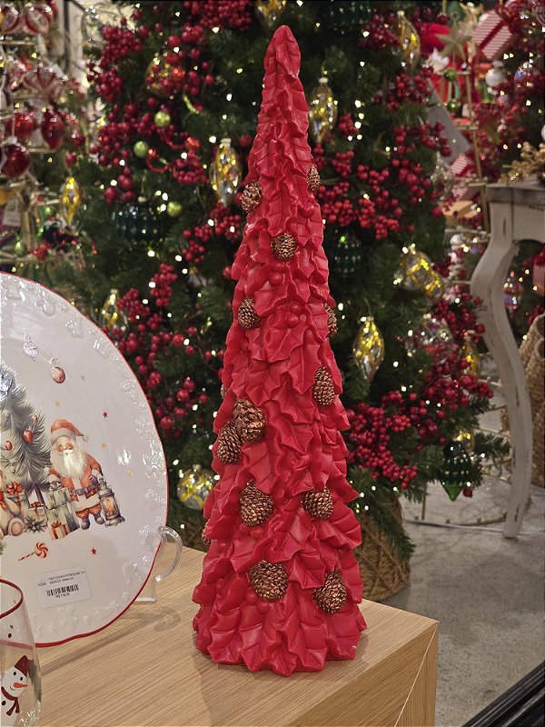ÁRVORE DECORATIVA EM RESINA VERMELHA 48,5CM - PRÉ VENDA 2025