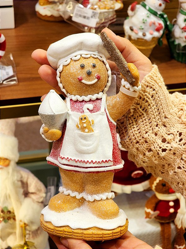 MENINO GINGERBREAD COZINHEIRO EM RESINA 19,5CM - PRÉ VENDA 2025