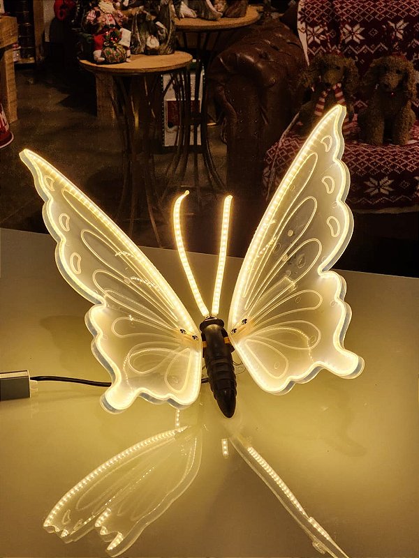 BORBOLETA 60CM COM LED WARM COM SUPORTE BIVOLT