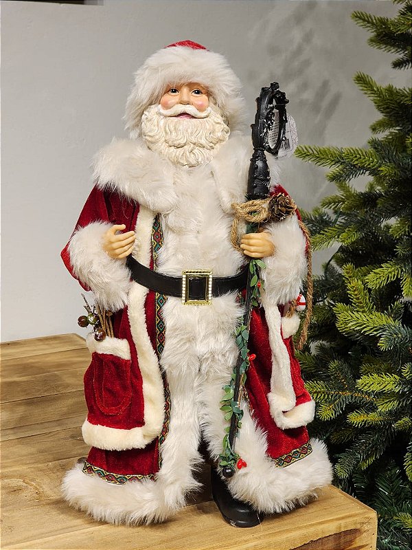 PAPAI NOEL VERMELHO LUXUOSO COLECIONÁVEL 45CM