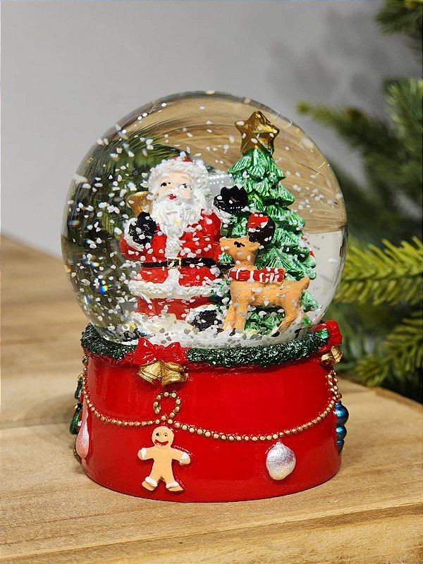 GLOBO COM ÁGUA NOEL COM RENA 9,5CM