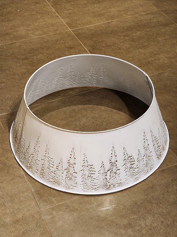 SAIA RÍGIDA PARA ÁRVORE DE NATAL EM METAL PINHEIROS BRANCO E DOURADO 70CM