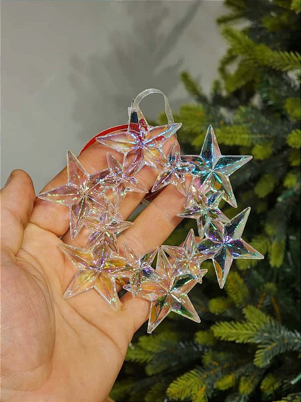 PENDENTE GUIRLANDA ESTRELADA TRANSLUCIDO 12CM
