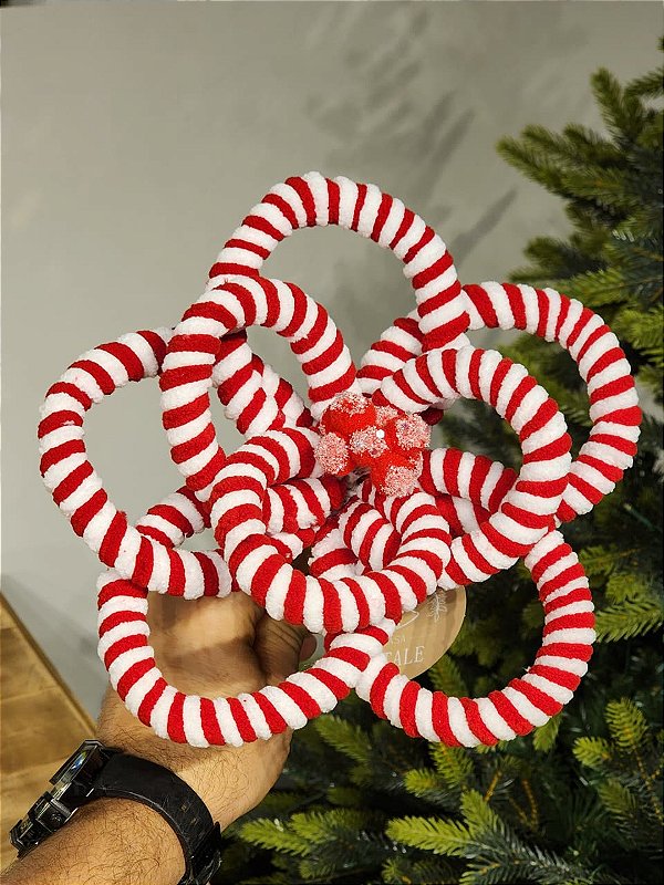 POINSETIA VAZADA ARAMADA VERMELHA E BRANCA 58CM