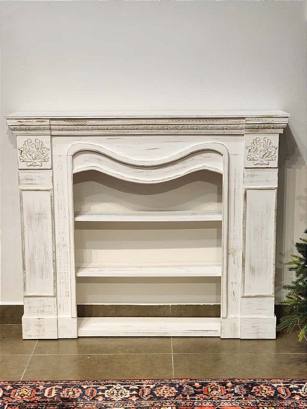 LAREIRA EM MDF BRANCO RUSTÍCO 102CM