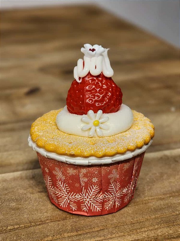 CUPCAKE DECORADO MORANGO 10CM