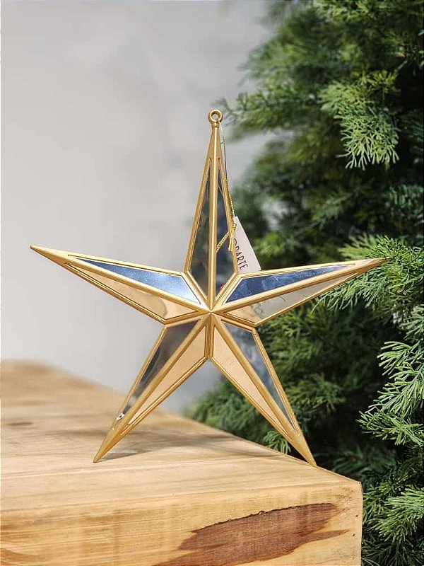 PENDENTE ORNAMENTO ESTRELA GLITTER DOURADA 29,4CM