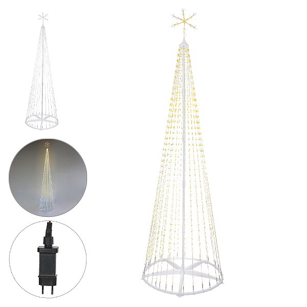 ÁRVORE DE LED COM 400 LEDS WARM BIVOLT PARA USO INTERNO E EXTERNO 1,50CM