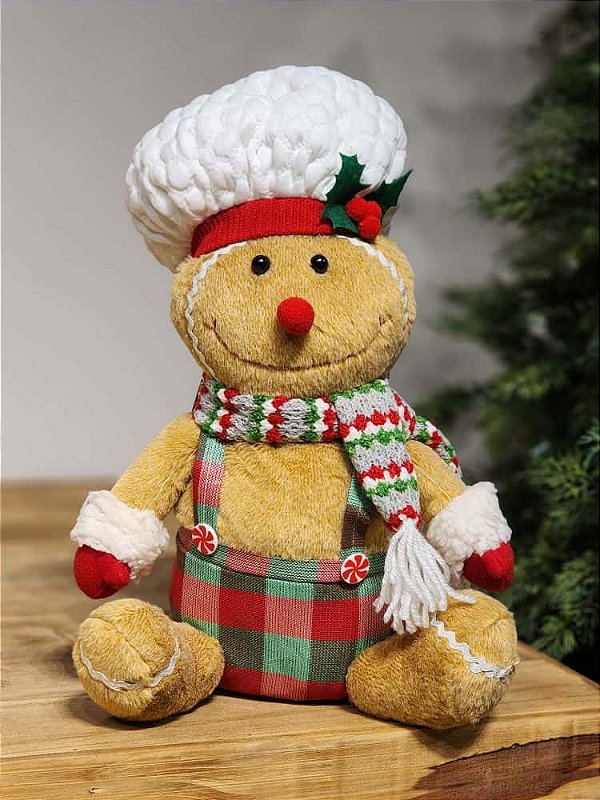 BONECO GINGERBREAD COM CACHECOL 46CM