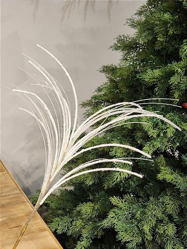 GALHO ARAMADO BRANCO COM GLITTER 60CM