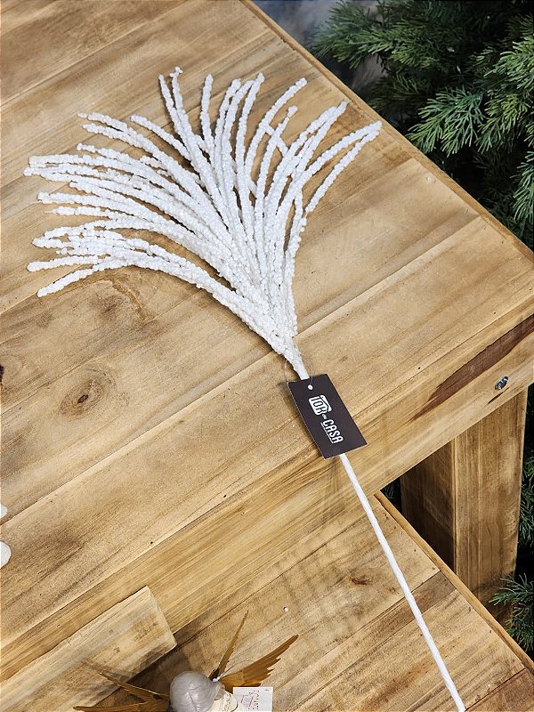 GALHO ARAMADO BRANCO COM GLITTER 60CM