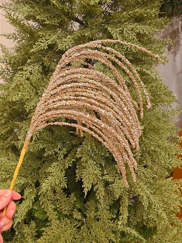 GALHO ARAMADO CHAMPANHE COM GLITTER 60CM