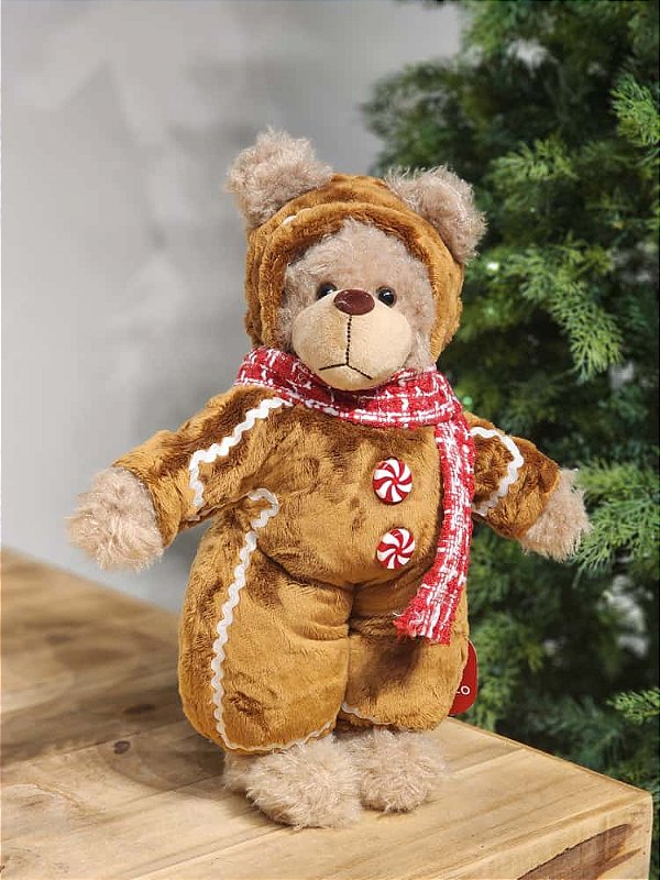 URSO NATALINO MARROM CLARO 40CM