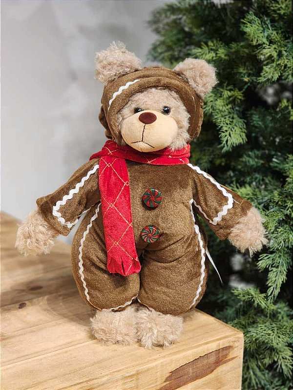 URSO NATALINO MARROM ESCURO 40CM