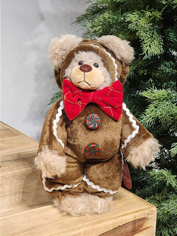URSO NATALINO MARROM ESCURO 25CM