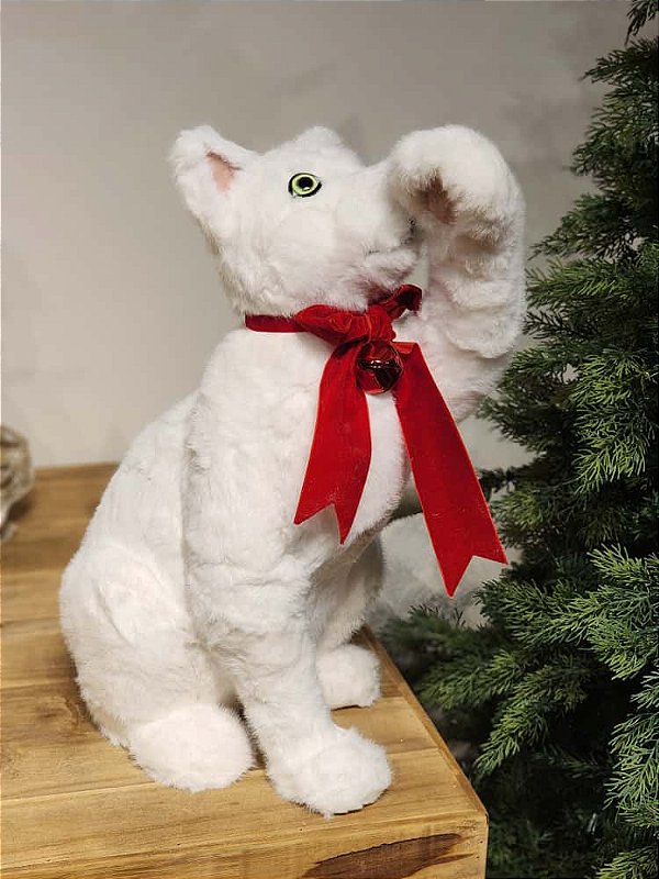 GATO NATALINO BRANCO 54CM