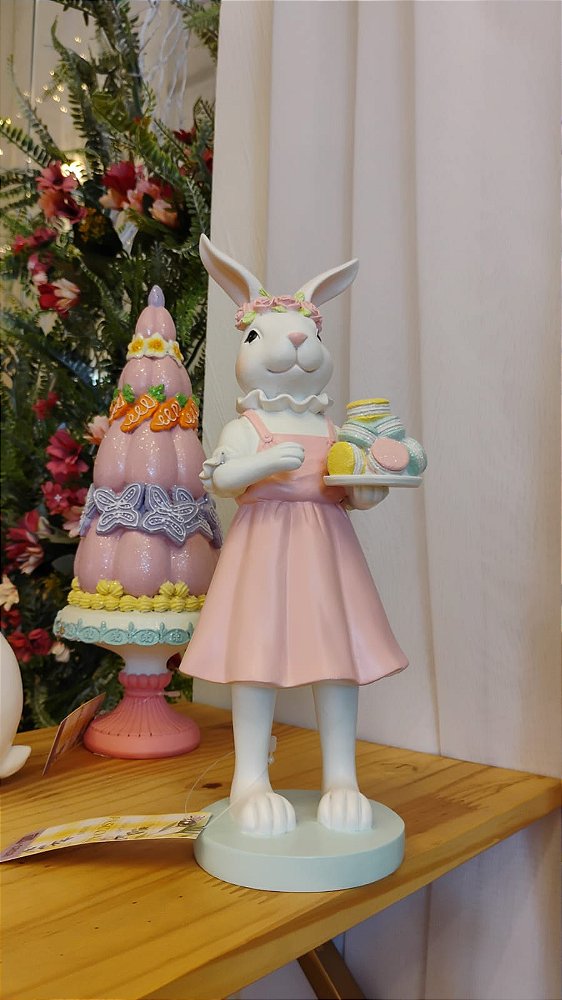 COELHO ROSA COM BISCOITOS 28CM - PRÉ VENDA 2026