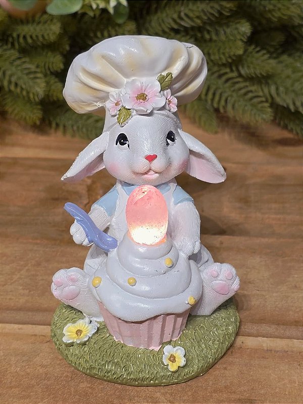 COELHO CONFEITEIRO COM CUPCAKE 15CM