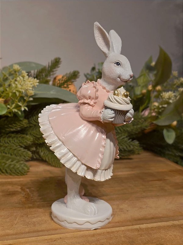 COELHA ROSA COM CUPCAKE 20CM