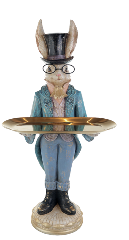 COELHO AZUL COM BANDEJA EM METAL 61CM - PRÉ VENDA 2026