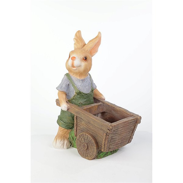 COELHO COM CARRINHO DE MÃO 44CM PARA USO NO JARDIM - PRÉ VENDA 2026