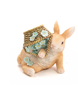 COELHO SENTADO COM CESTO DE FLORES 12CM - PRÉ VENDA 2026
