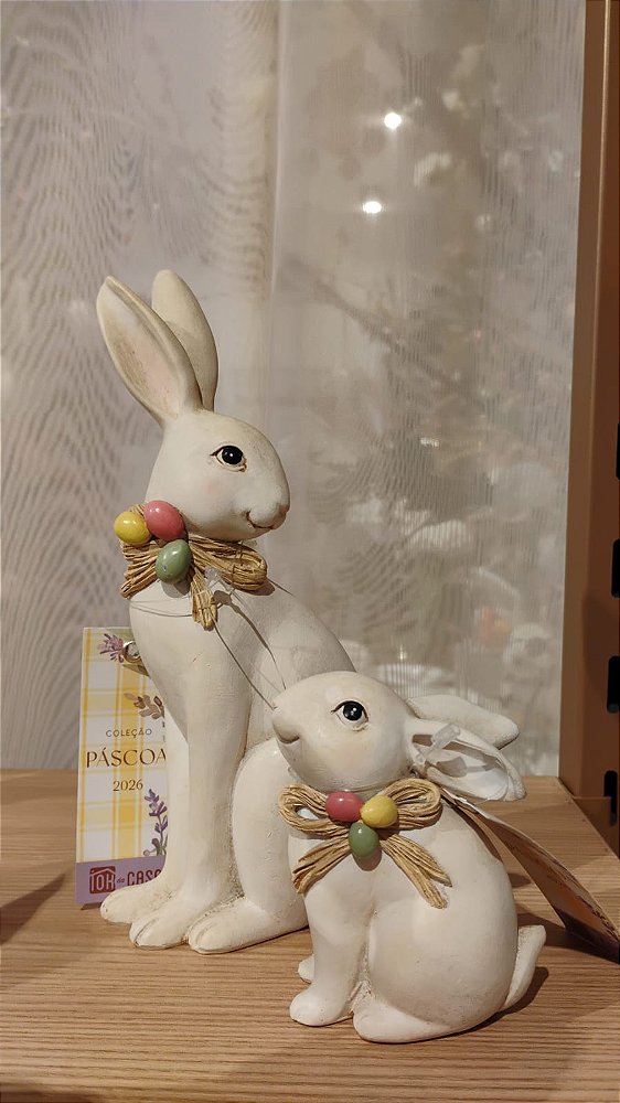 CASAL DE COELHOS BRANCO 20CM - PRÉ VENDA 2026