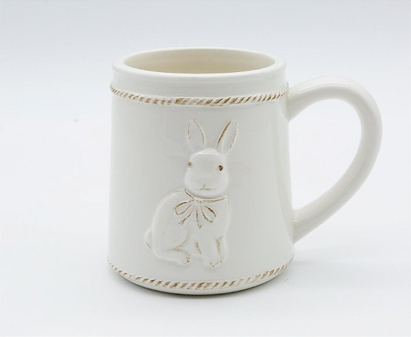CANECA COELHO BRANCO 15CM- PRÉ VENDA 2026
