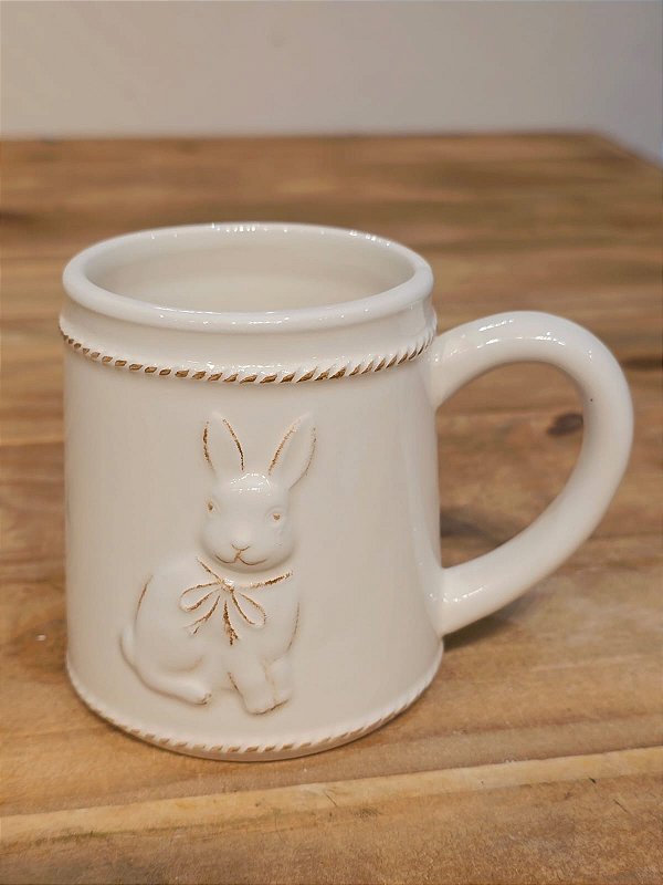 CANECA COELHO BRANCO 15CM