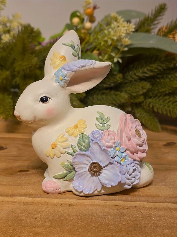 COELHO FLORIDO BRANCO 12CM