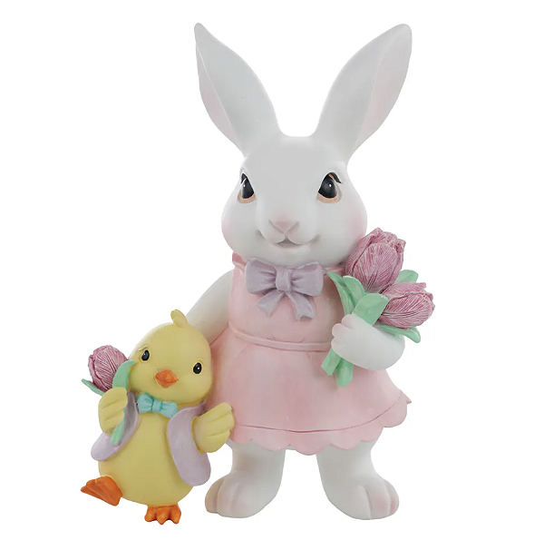 COELHA ABRAÇANDO PINTINHO 19CM - PRÉ VENDA 2026