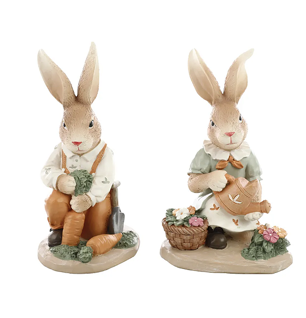 CASAL DE COELHOS COM REGADOR 17CM - PRÉ VENDA 2026