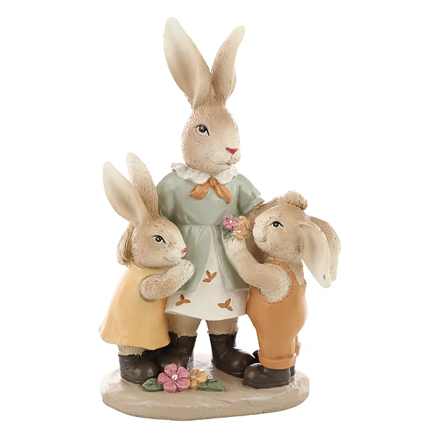 FAMÍLIA DE COELHOS DANDO ABRAÇO 17CM - PRÉ VENDA 2026