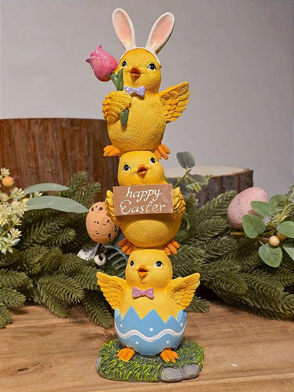 TORRE DE PINTINHOS AMARELINHOS 33CM