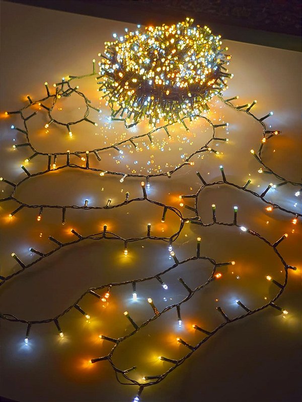 PISCA FESTÃO 1600 LEDS 50 METROS 5 TONS DE WARM COM STROBO BIVOLT