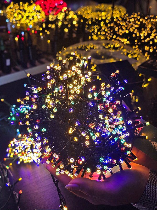 PISCA FESTÃO BICOLOR 500 LEDS 12 METROS FAZ WARM E COLORIDO COM EMENDA COM FUNÇÕES BIVOLT - PRÉ VENDA 2026