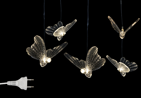 PENDENTE BORBOLETAS DE CRISTAL 10 CRISTAIS WARM 18CM BIVOLT - PRÉ VENDA 2026