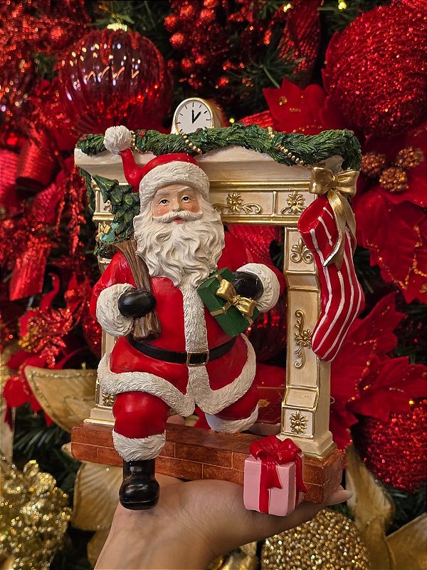 PAPAI NOEL SAINDO DA LAREIRA 22,5CM - PRÉ VENDA 2026