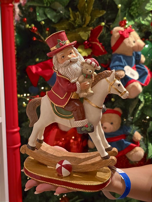 PAPAI NOEL NO CAVALO DE BALANÇO 25CM - PRÉ VENDA 2026