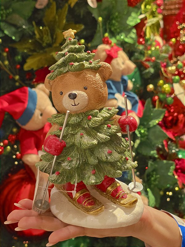 URSO ROUPA DE ÁRVORE COM ESQUI 21CM - PRÉ VENDA 2026