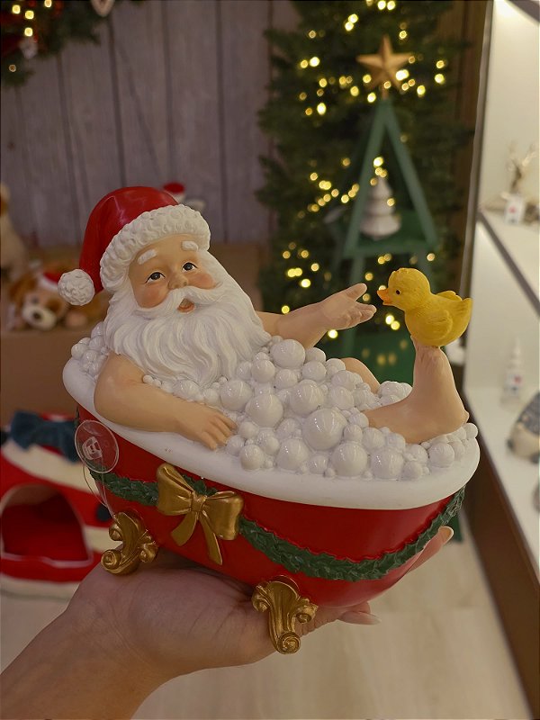 PAPAI NOEL TOMANDO BANHO NA BANHEIRA 18,5CM - PRÉ VENDA 2026
