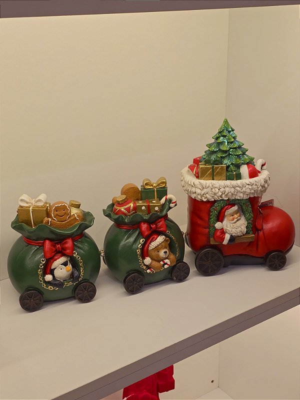 TREM DO NOEL COM SACOS DE PRESENTES 50CM - PRÉ VENDA 2026