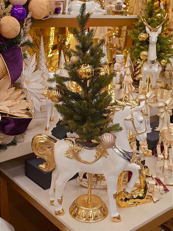 CAVALO COM ÁRVORE REALISTA COM FIO DE FADA 84CM - PRÉ VENDA 2026