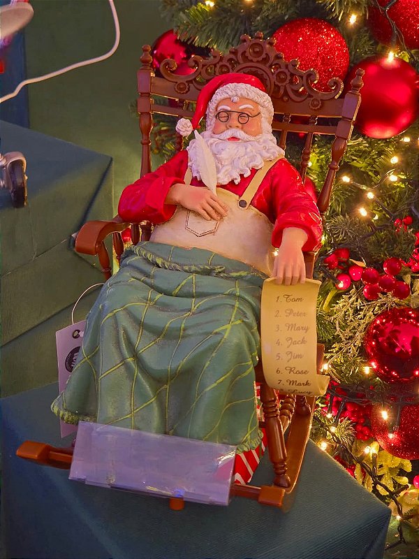 PAPAI NOEL DORMINDO NA CADEIRA DE BALANÇO 19CM - PRÉ VENDA 2026
