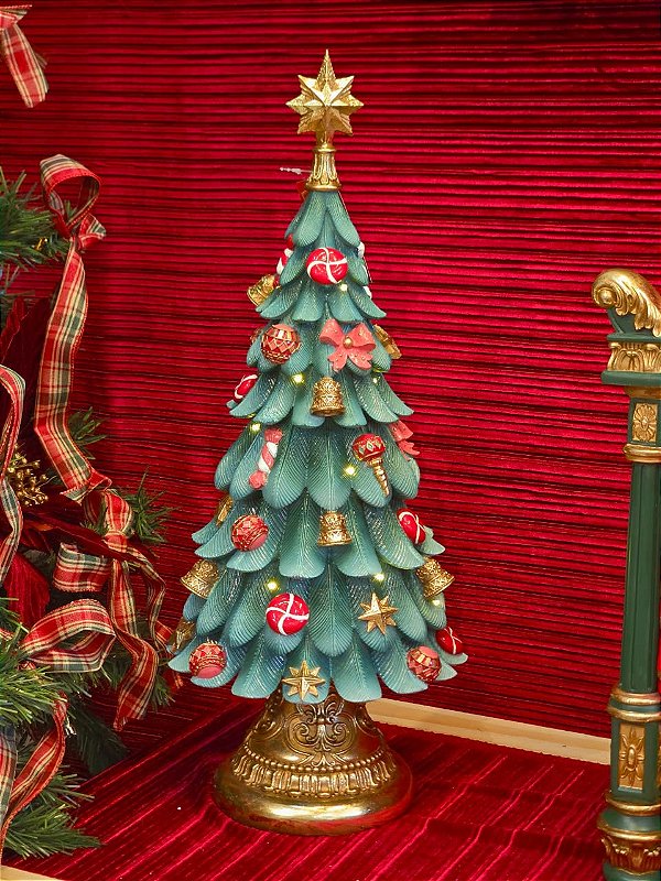 ÁRVORE DE NATAL EM RESINA COM LED MUSICAL 61CM - PRÉ VENDA 2026