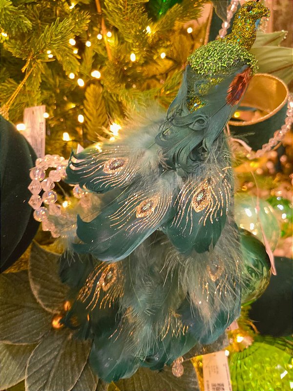 PENDENTE PAVÃO VERDE 25CM - PRÉ VENDA 2026