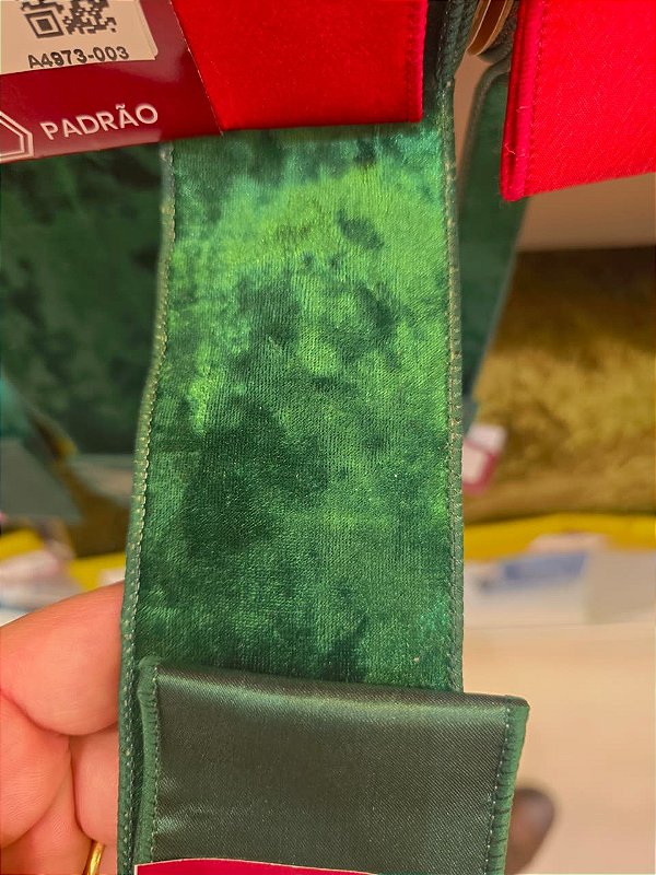 FITA ARAMADA VELUDO VERDE DUPLA FACE VERDE 6,3CM X 9,14M - PRÉ VENDA 2026