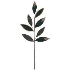 GALHO FOLHAS EM VELUDO VERDE COM GLITER DOURADO 79CM - PRÉ VENDA 2026