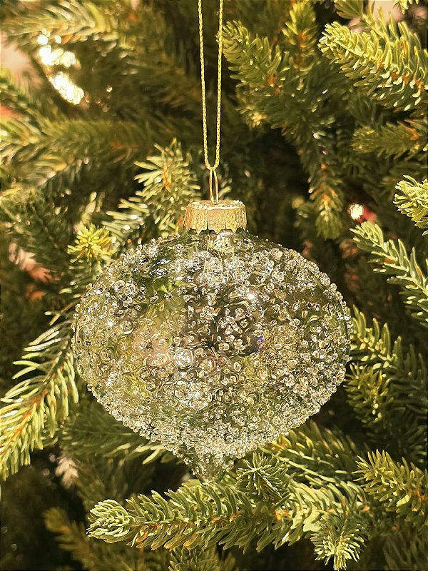 BOLA ORNAMENTO DE VIDRO VERDE CRAQUELADO 9,5CM